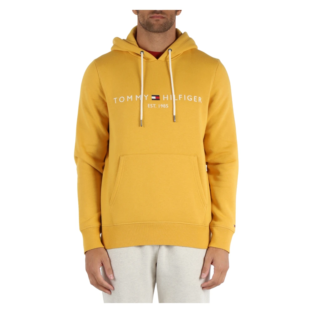 Tommy Hilfiger Men's Yellow Cotton Hoodie With Logo Embroidery - Hoodies - Xs - Sweatshirts & Hoodies