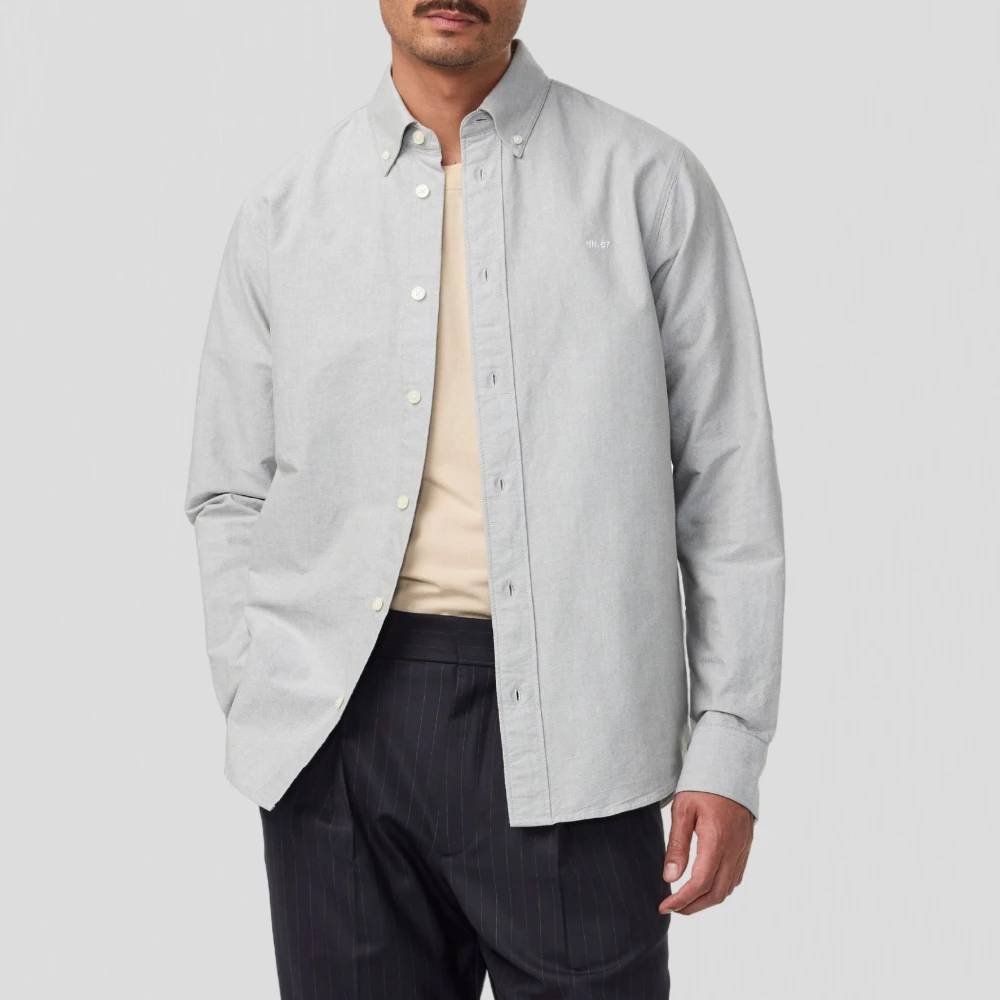 Nn07 Klassieke katoenen Oxford-knoopsluitingsshirt Green Heren