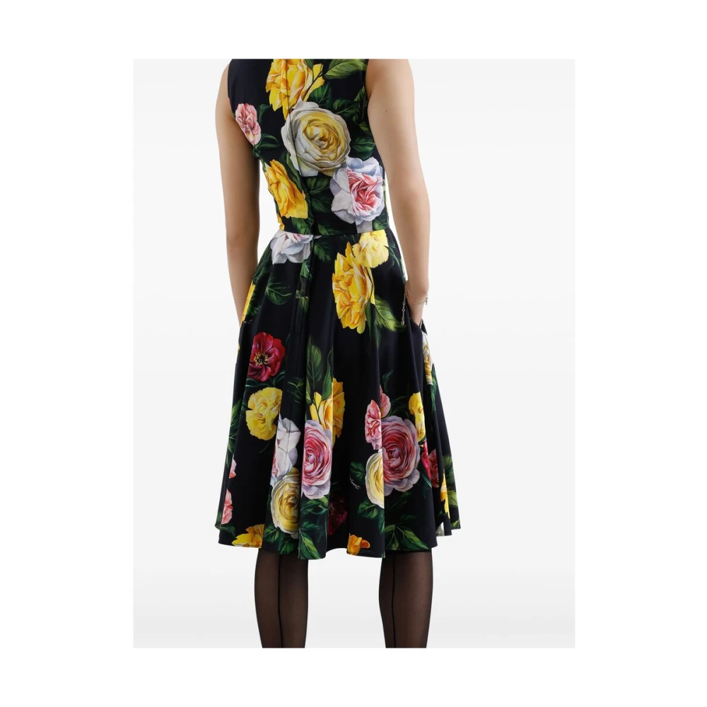 Dolce & Gabbana Bloemenprint V-hals Mouwloze Jurk Multicolor Dames