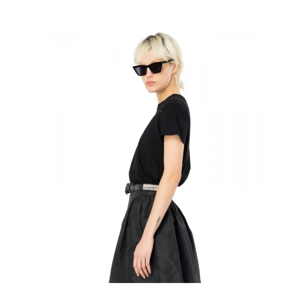 pinko Tribal Rodeo Geborduurd Zwart T-shirt Black Dames