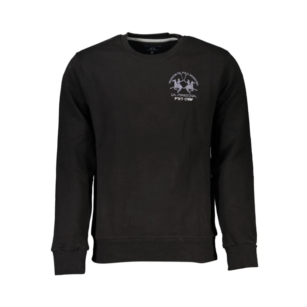 La Martina Men's Black Sweatshirts, L, Elegant Fleece Sweatshirt With Round Neck
