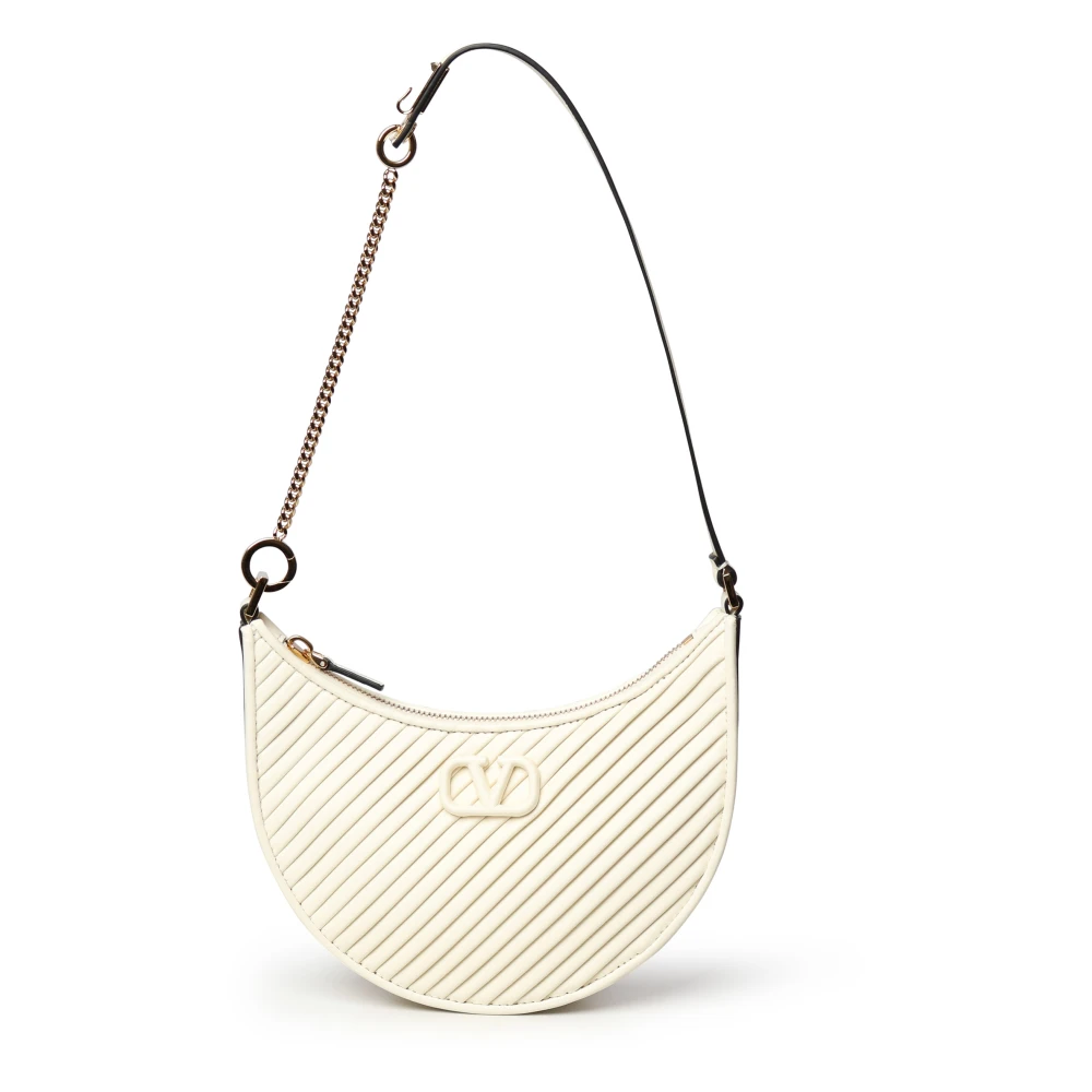 Valentino Garavani Witte Lamsvacht VLogo Gewatteerde Tas White Dames