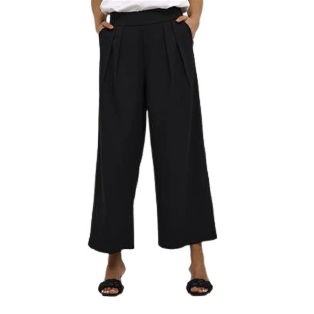Kaffe Zwarte Kamille Wijde Pijp Geknipte Broek Black Dames