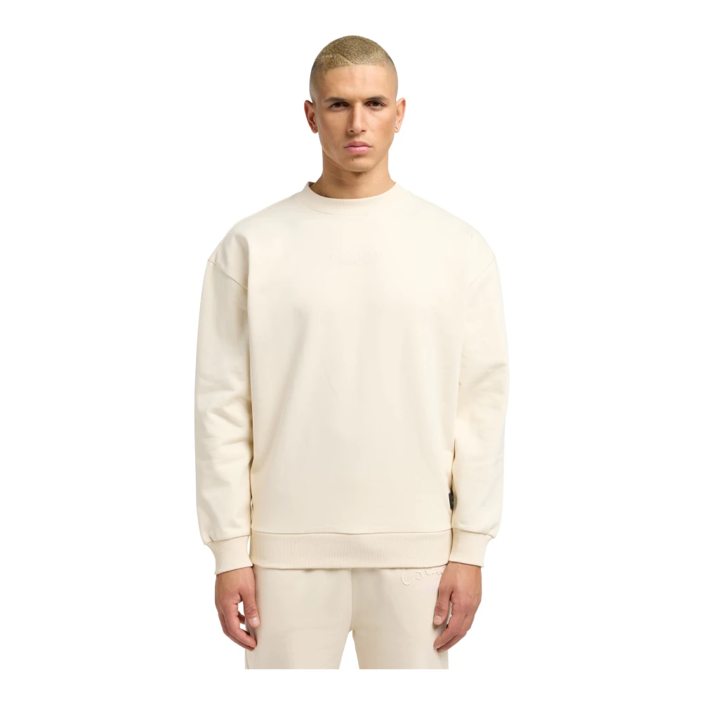 carlo colucci Familie Oversize Sweatshirt Traditionele Stijl Beige Heren