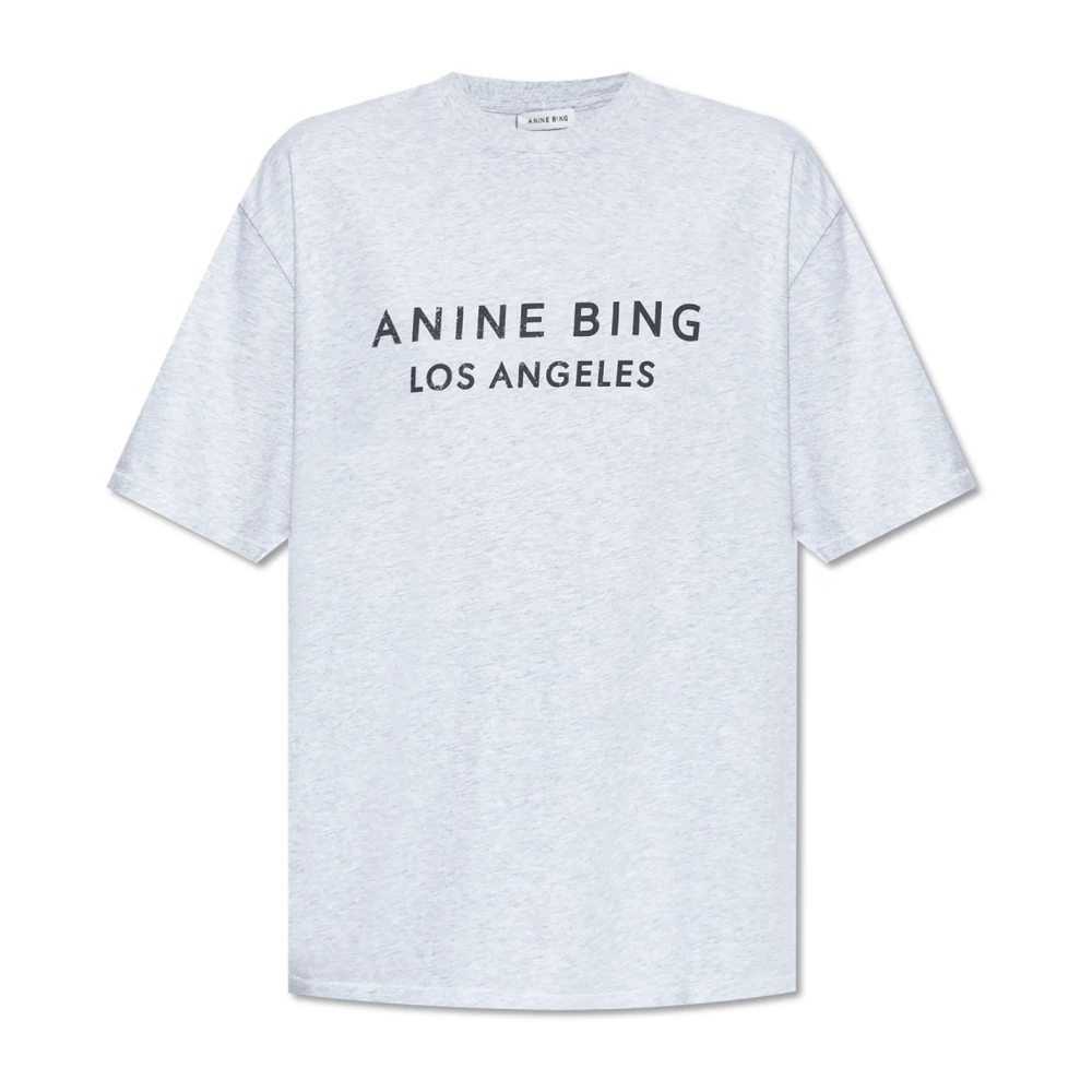 Anine Bing Tryckt T-shirt Gray, Dam