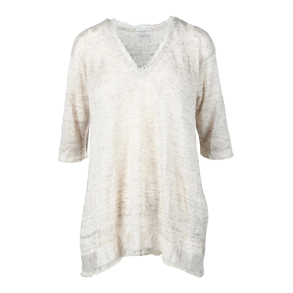 Ballantyne Linnenmix Stijlvolle Gebreide Top Beige Dames