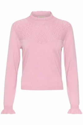 Rosa Stickad Blus med Volanger