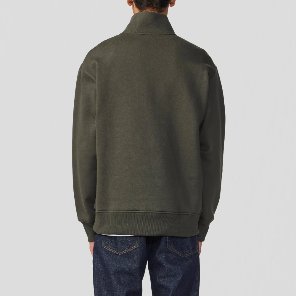 Nn07 Geborstelde Fleece Half-Zip Sweater Dark Army Green Heren