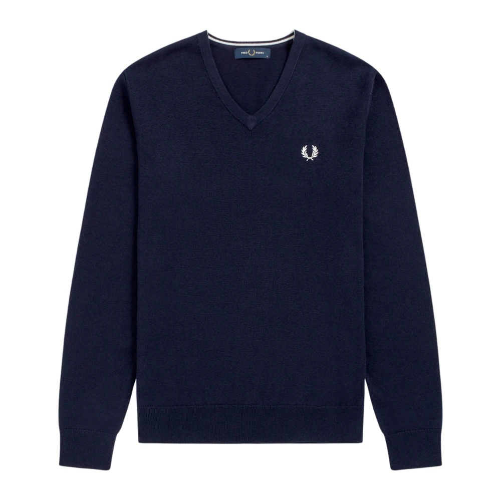 Fred Perry Klassisk Blå V-ringad Stickad Tröja Blue, Herr