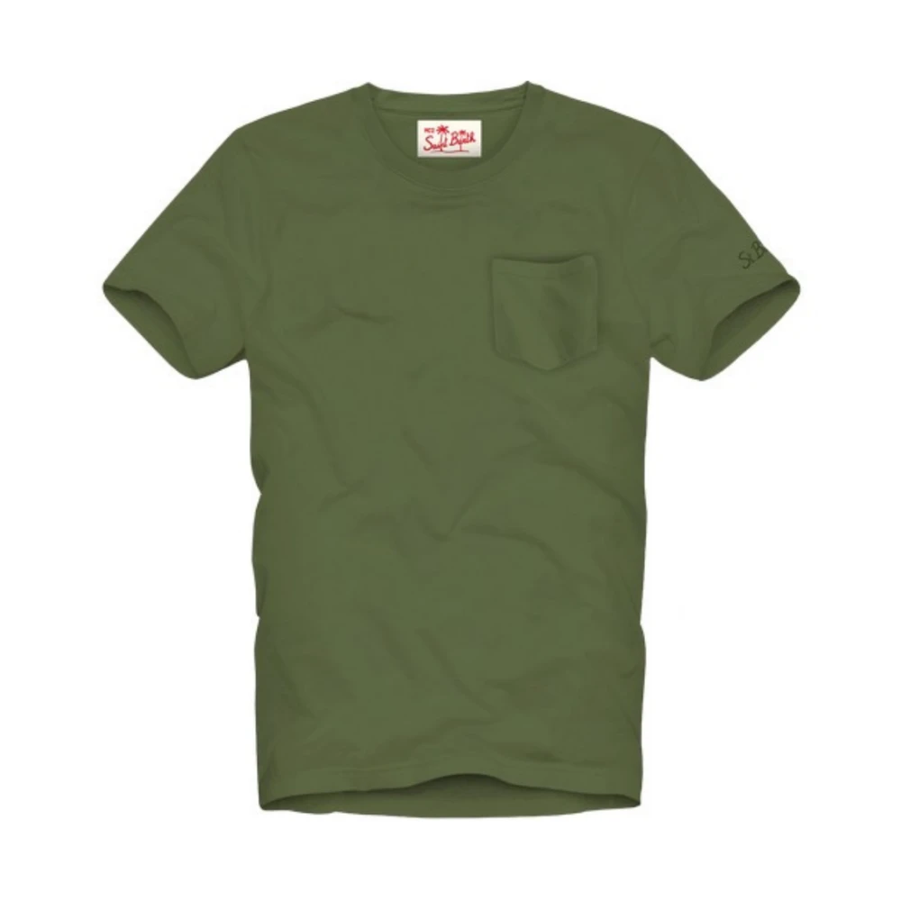 MC2 Saint Barth Militaire Zak T-shirt met Saint Barth Borduurwerk Green Heren