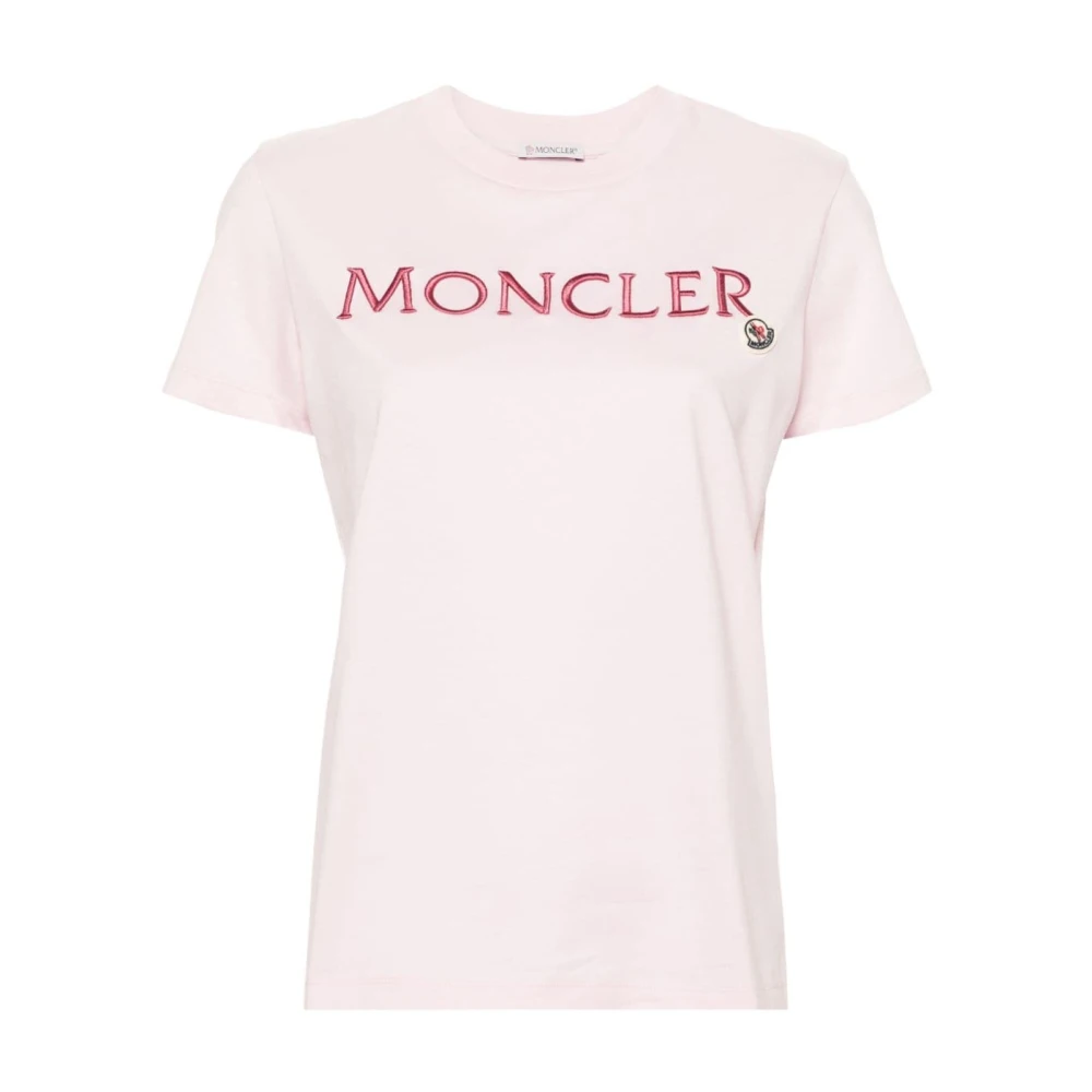 Moncler Roze Logo Katoenen T-shirt Pink Dames