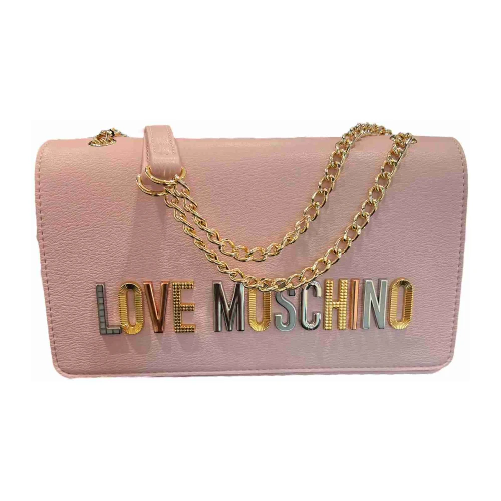 Love Moschino Grijze PU Schoudertas Pink Dames