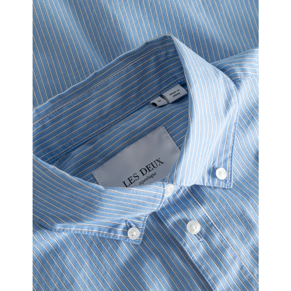 Les Deux Kent Poplin Gestreept Overhemd Blue Heren