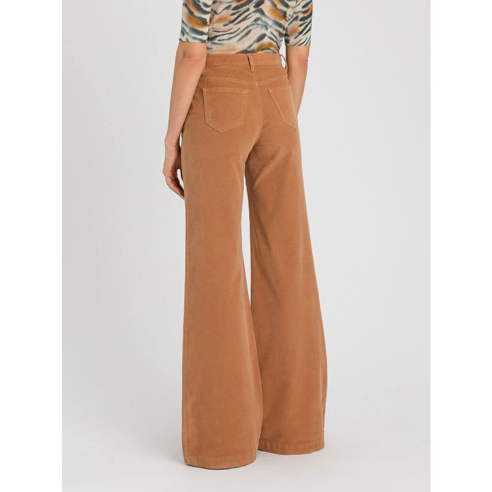Twinset Wijde Pijp Sandy Brown Katoenen Broek Brown Dames