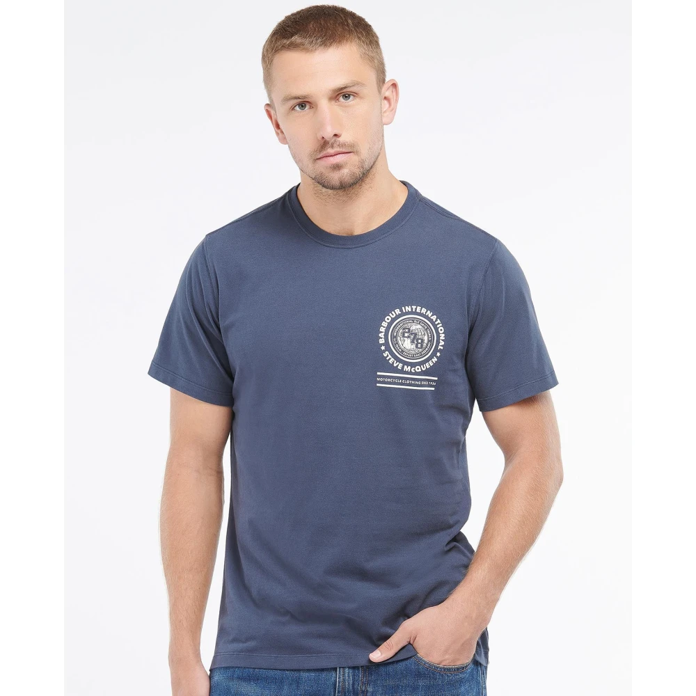 Barbour SMQ Victor T-Shirt Navy Blue Heren