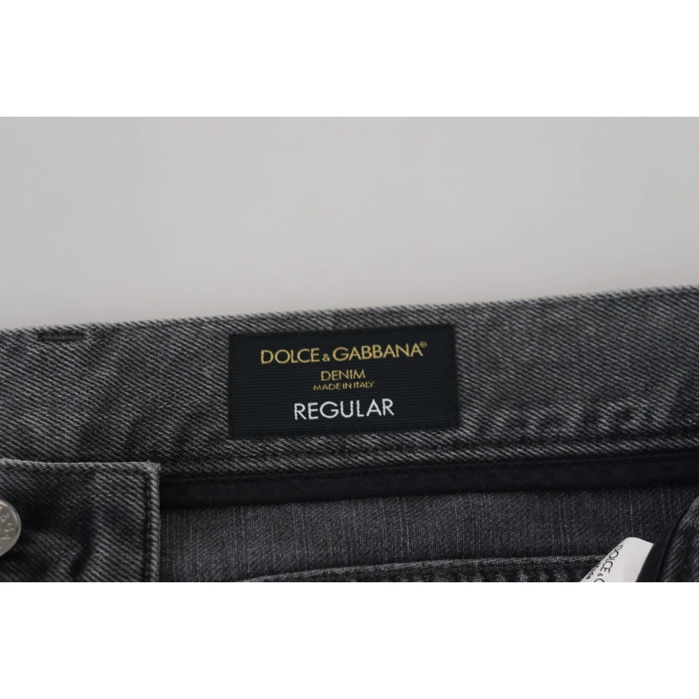 Dolce & Gabbana Elegante grijze geruite denim schat Gray Heren