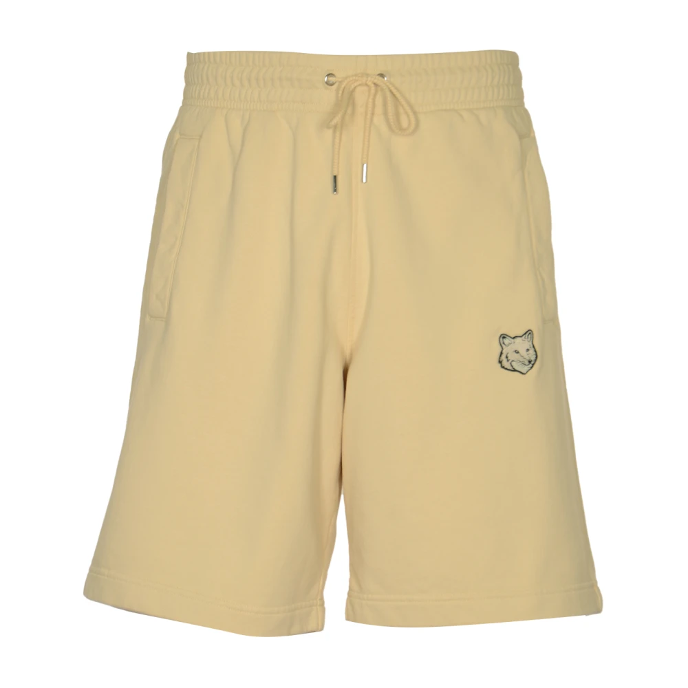 Maison Kitsuné Vossenhoofd Patch Oversize Jog Shorts Beige Heren