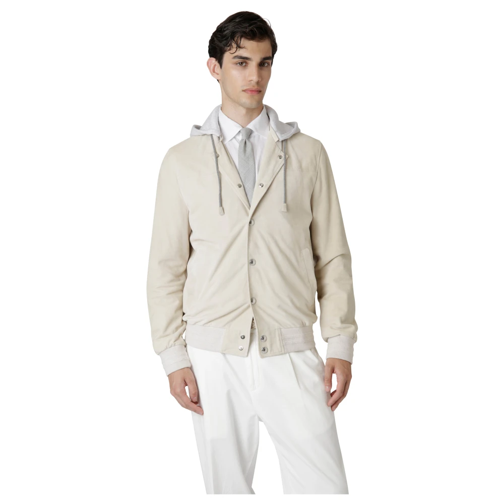 Eleventy Suede en Fleece Bomberjack Beige Heren