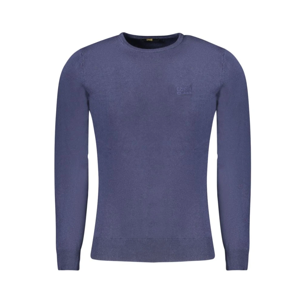 Cavalli Class Men's Blue Polyester Pullover - Round-Neck Knitwear - L - Knitwear