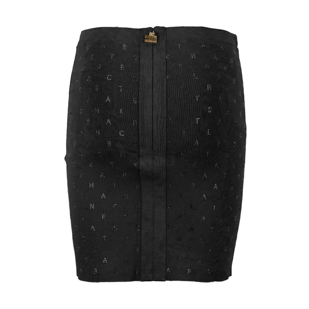 Elisabetta Franchi Korte Rok met Rits en Haak Black Dames