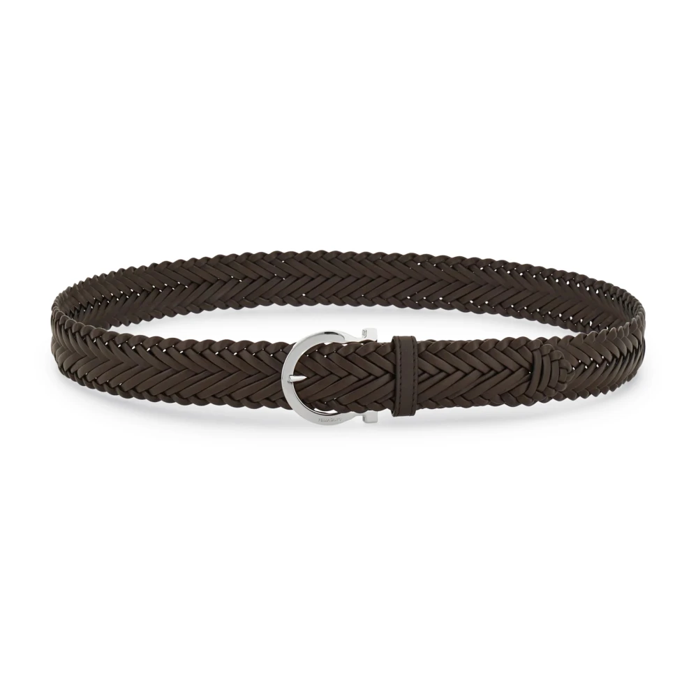 Ferragamo Women's Brown Belts, 105 Cm, Gancini Braided Belt