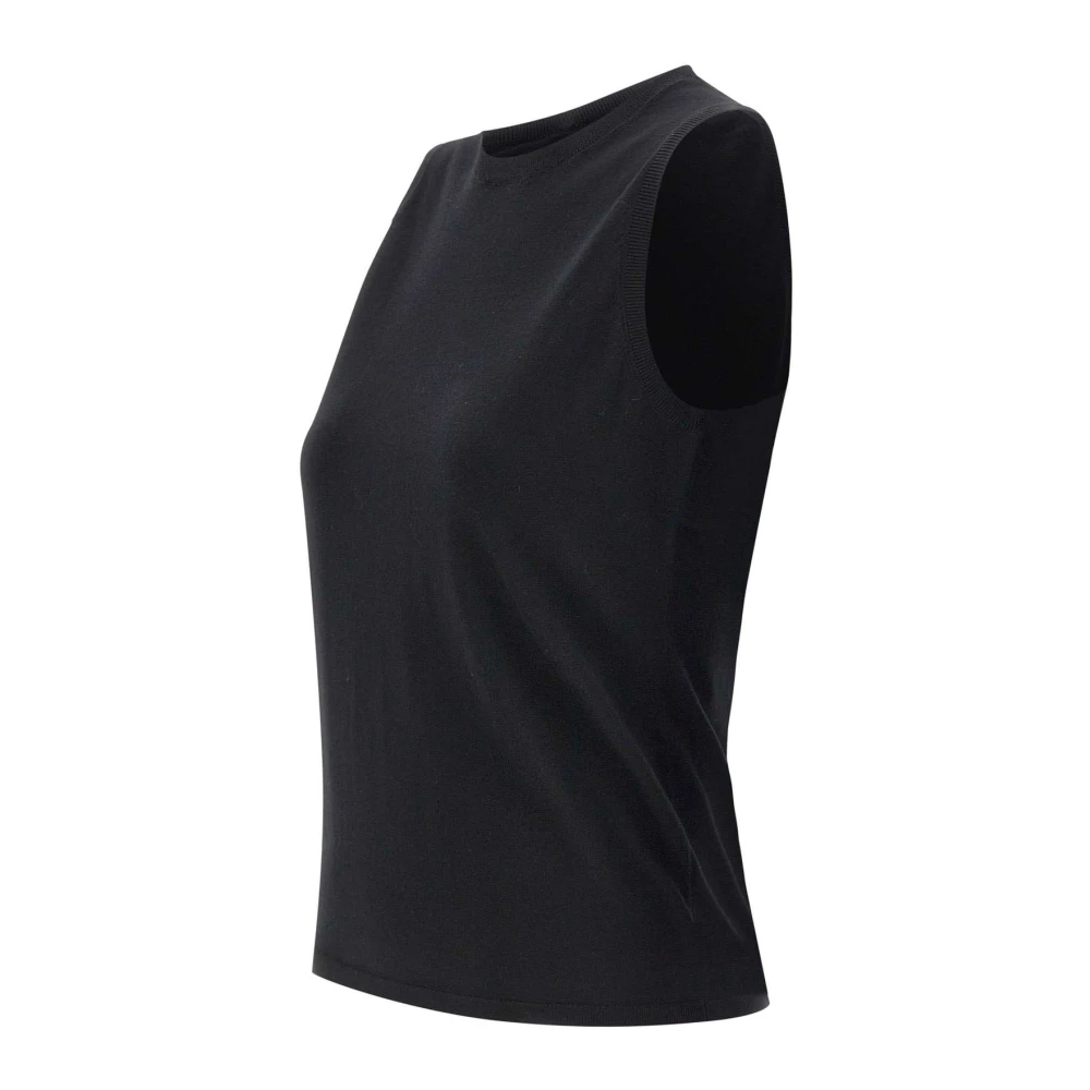 Theory Zwarte Wollen Mouwloze Top Black Dames