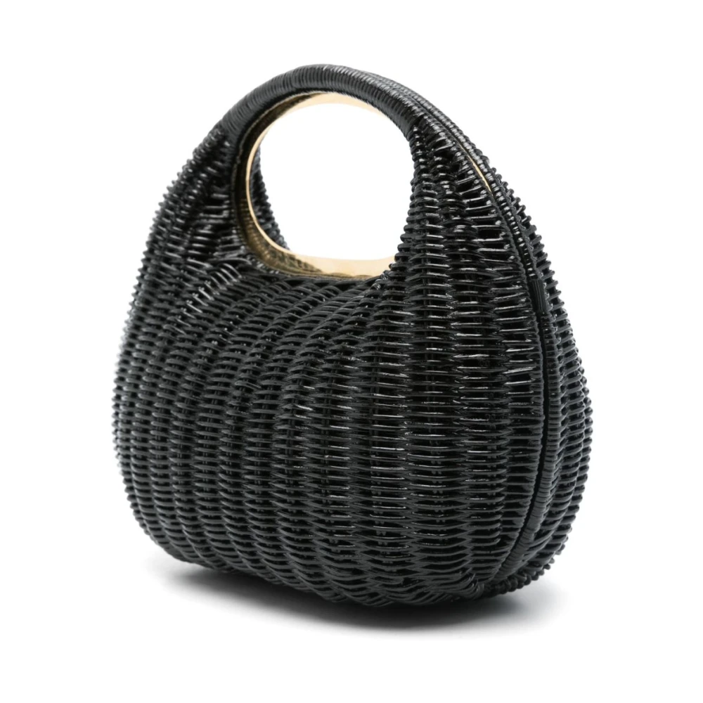 Sacai Zwarte Rieten Handtas met Metalen Logo Black Dames