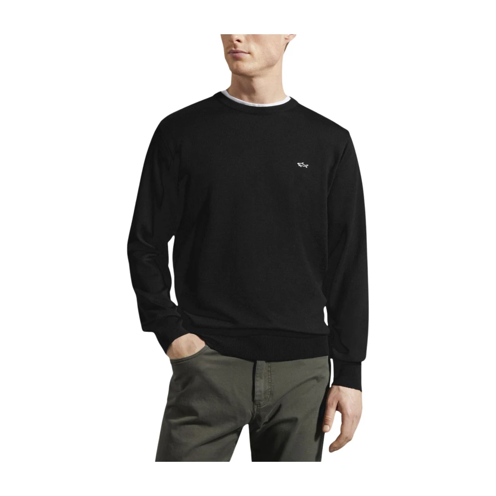 Paul & Shark Black Round-Neck Sweatshirt - Male - Round-Neck Knitwear - L - Knitwear