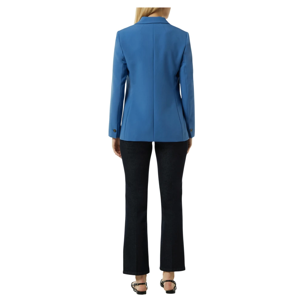 comma Lichte Twill Blazer Regular Fit Blue Dames