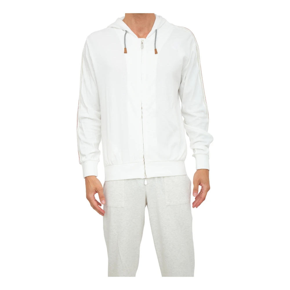 Eleventy Men's White Zip-Through Sweatshirt