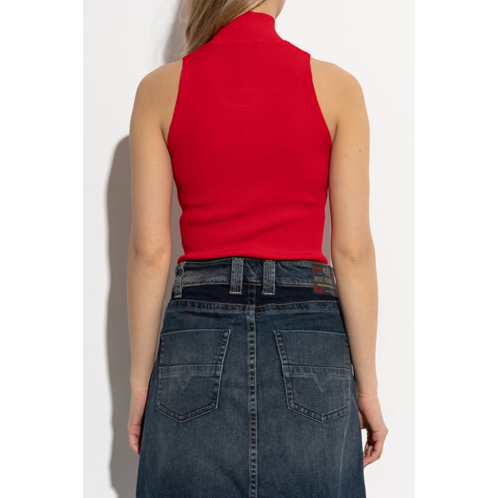 Diesel Top met logo M-Onervax-Top Red Dames