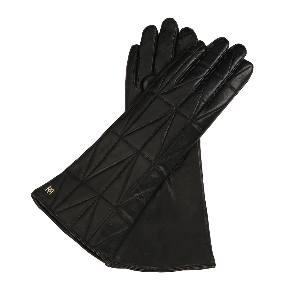Kazar Lange zwarte handschoenen met geometrisch patroonstiksel Black Dames
