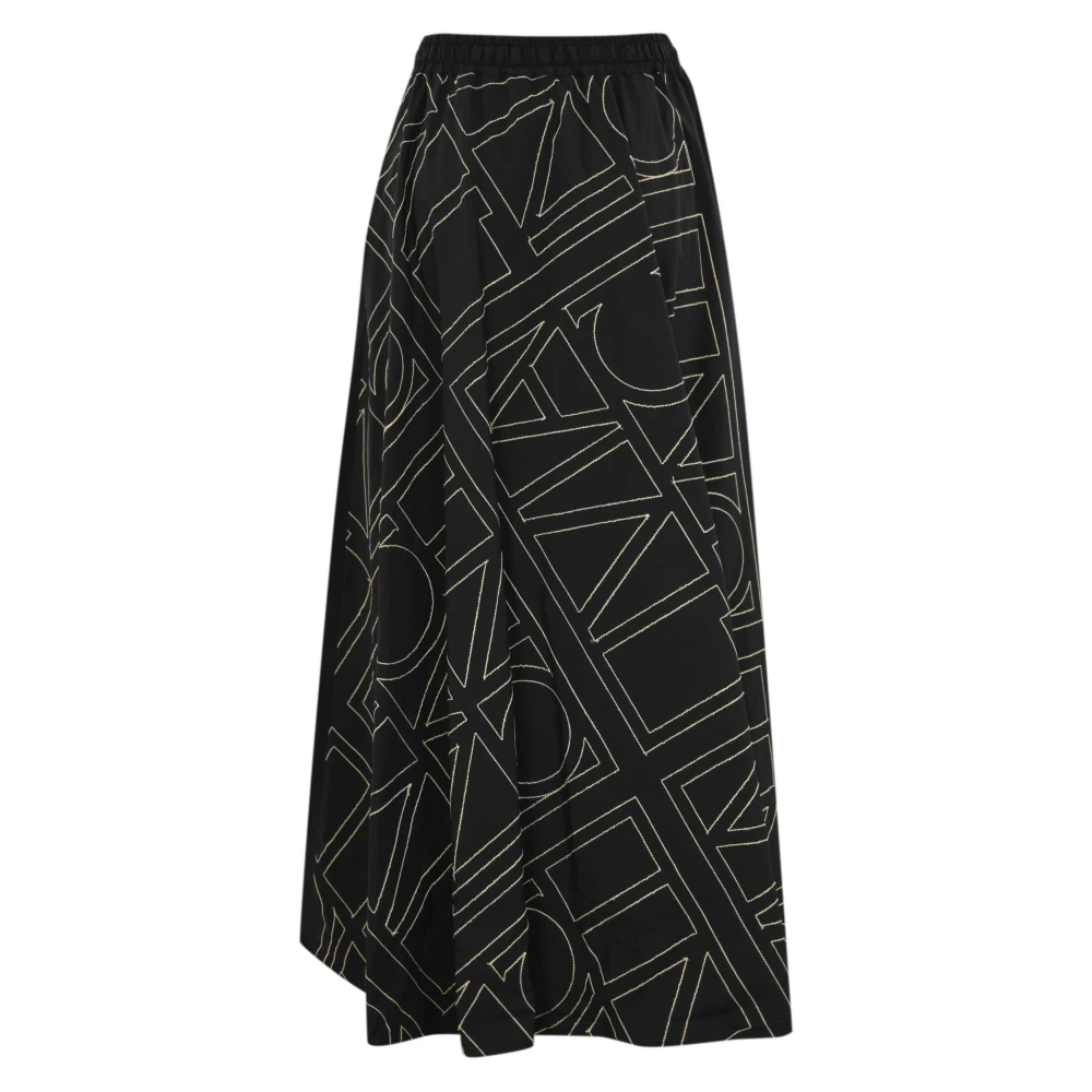Liviana Conti Katoenen Popeline Geplooide Taille Rok Black Dames