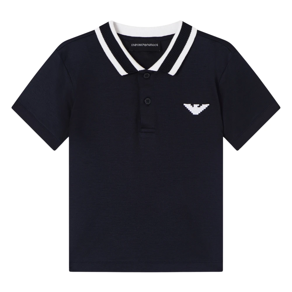 Emporio Armani Boys Blue Kids Short Sleeve T-Shirts, 8 Y, Lunar New Year Lyocell-Blend Jersey Polo Shirt