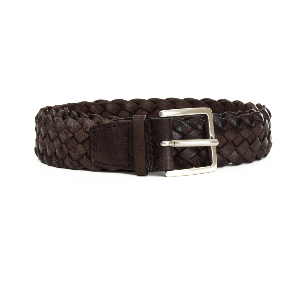 Orciani Bruin Leren Gevlochten Riem Brown Heren