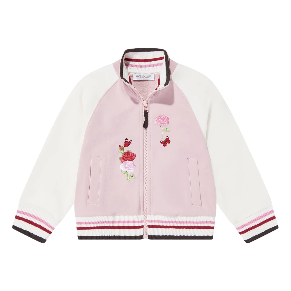 Monnalisa Rose Zip Up Top - Female - Light Jackets - Pink - 2 Y - Kids