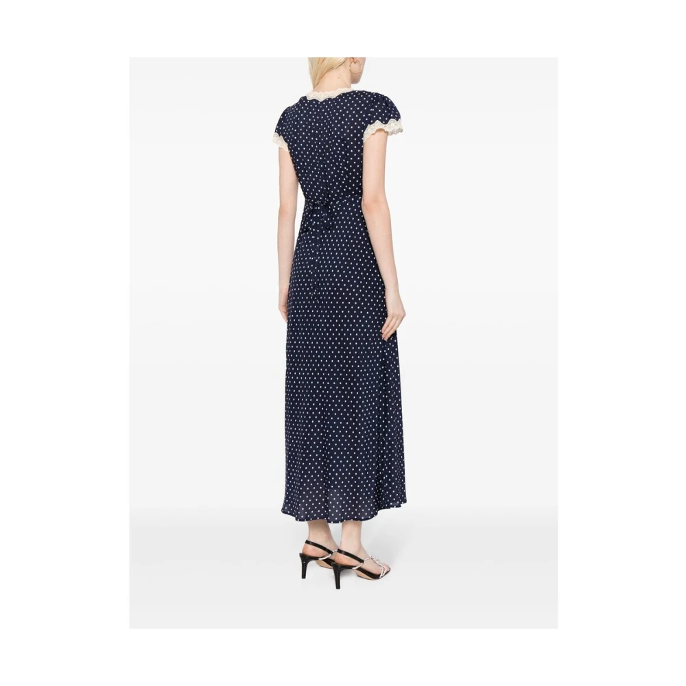 Rixo Blauwe polka dot kanten jurk Blue Dames