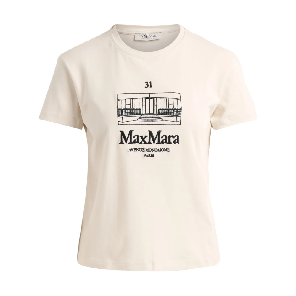 Max Mara Vrouw Beige Tops Dames, S, Katoen, Smmbella T-Shirt