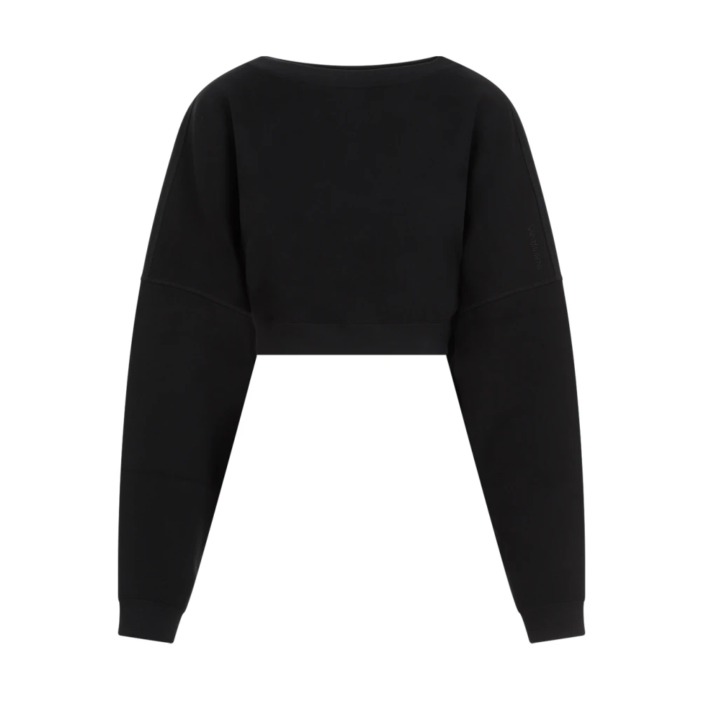 Saint Laurent Zwarte katoenen sweatshirt met cut-out detail Black Dames