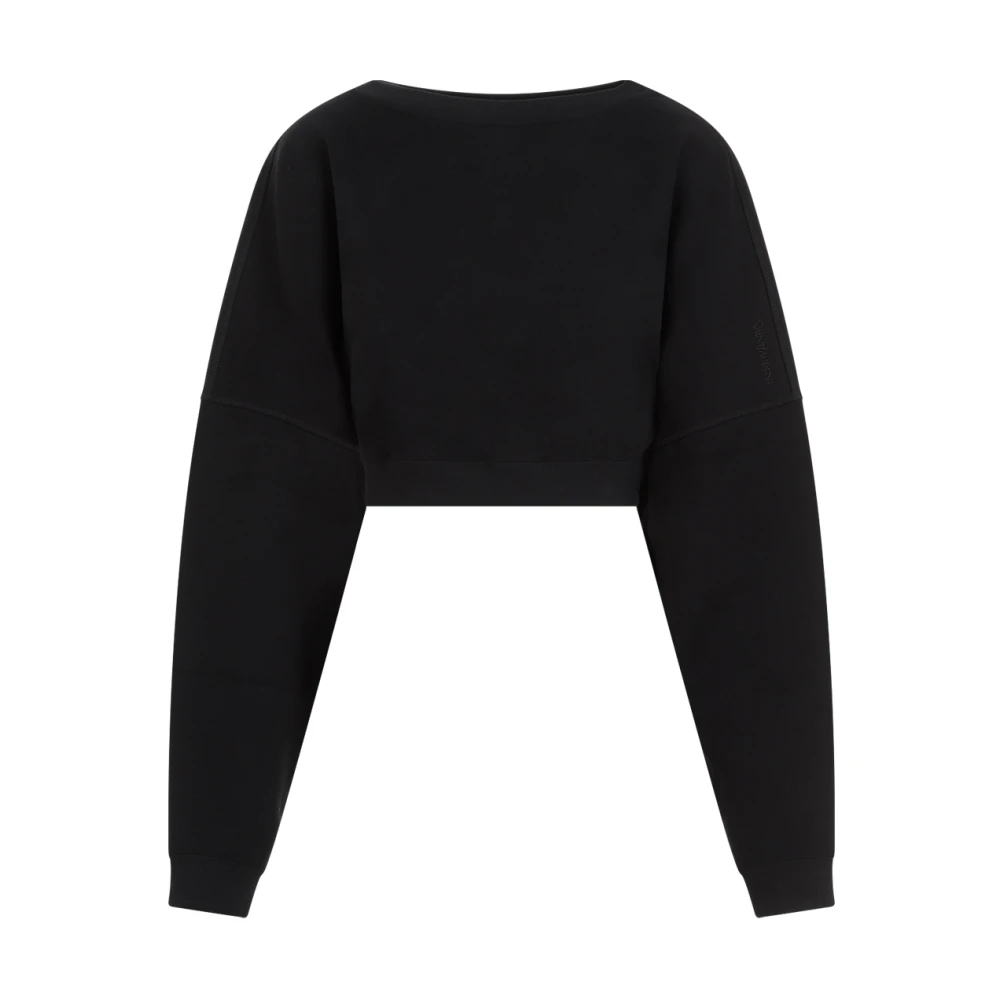 Saint Laurent Zwarte Katoenen Sweatshirt met Uitgesneden Detail Black Dames