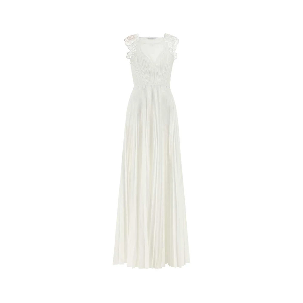 Hvid bomuldsblanding lang kjole