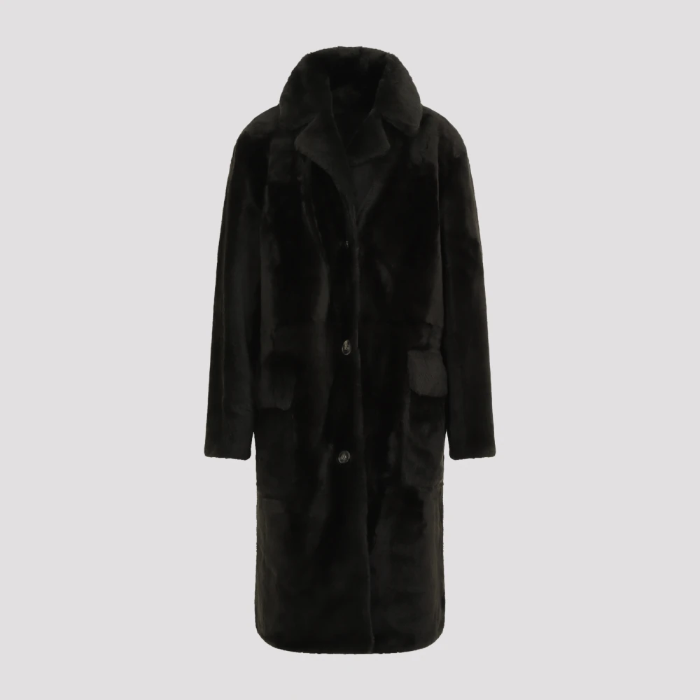 Yves Salomon Luxe Groene Shearling Jas Aw24 Green Dames