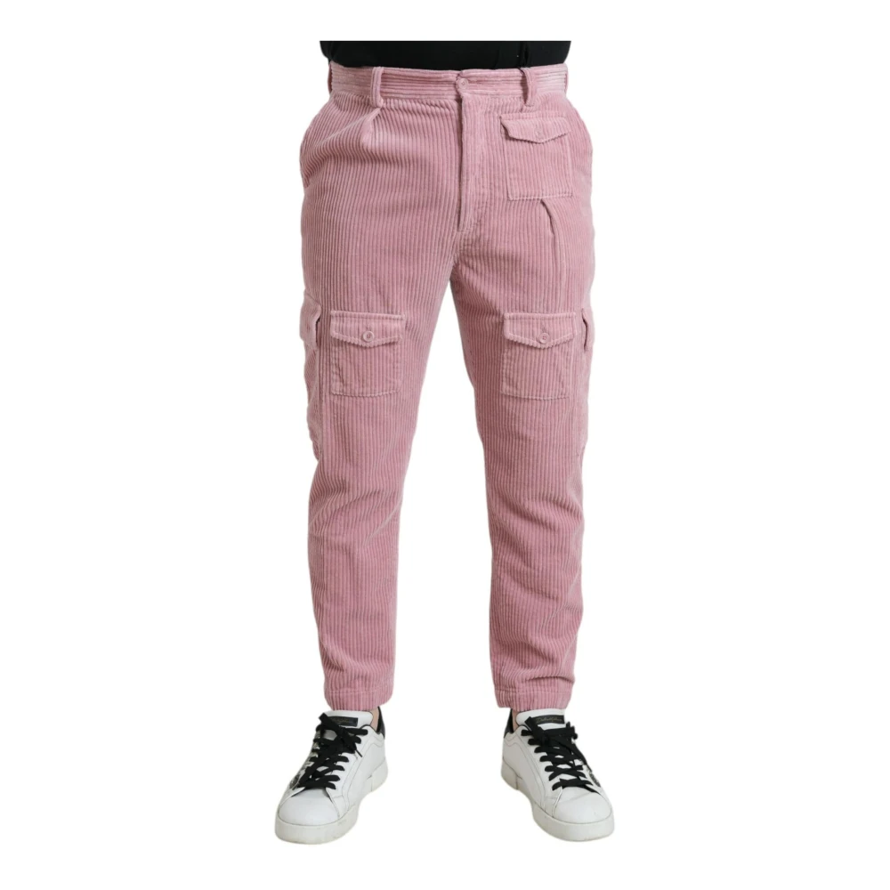 Dolce & Gabbana Roze Corduroy Skinny Cargo Jeans Pink Heren