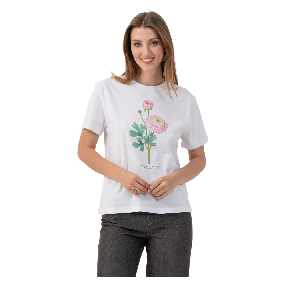 Kocca Women's White T-Shirt Con Stampa Colorata