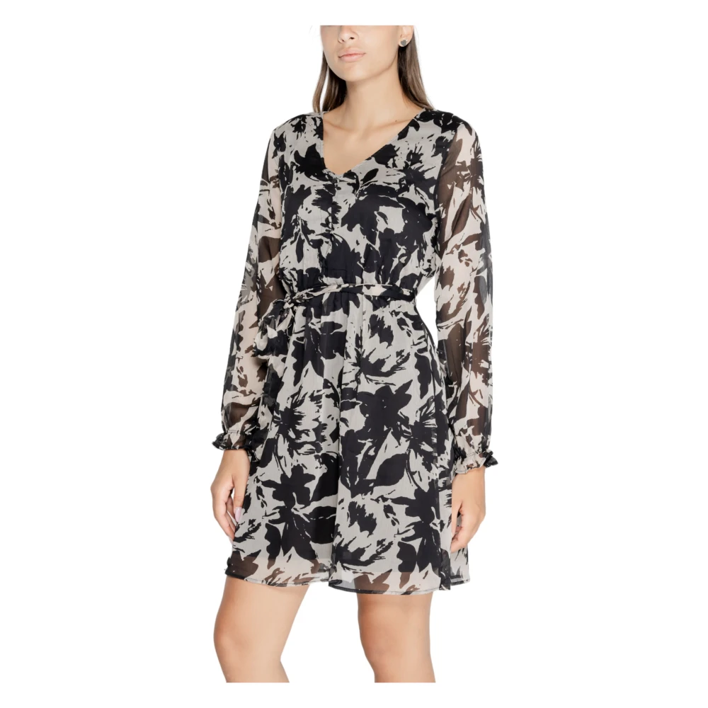 Jacqueline de Yong Bloemenprint Mini Jurk ZwartBeige Multicolor Dames