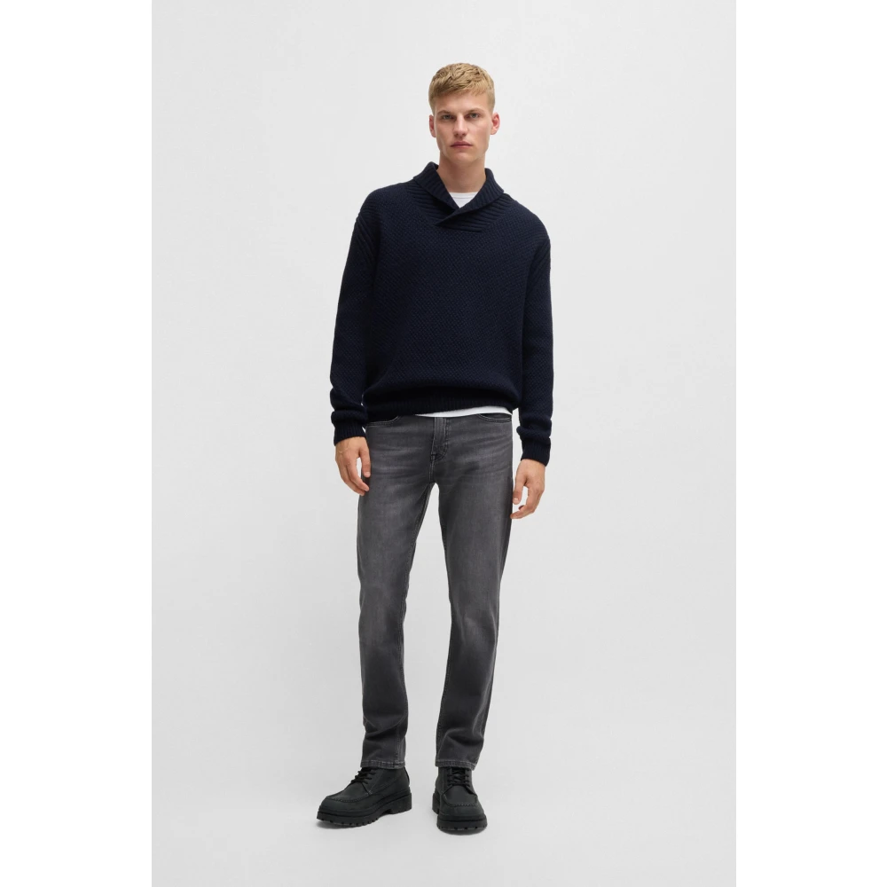 Hugo Boss Blauwe Casual Shawl Kraag Trui Blue Heren