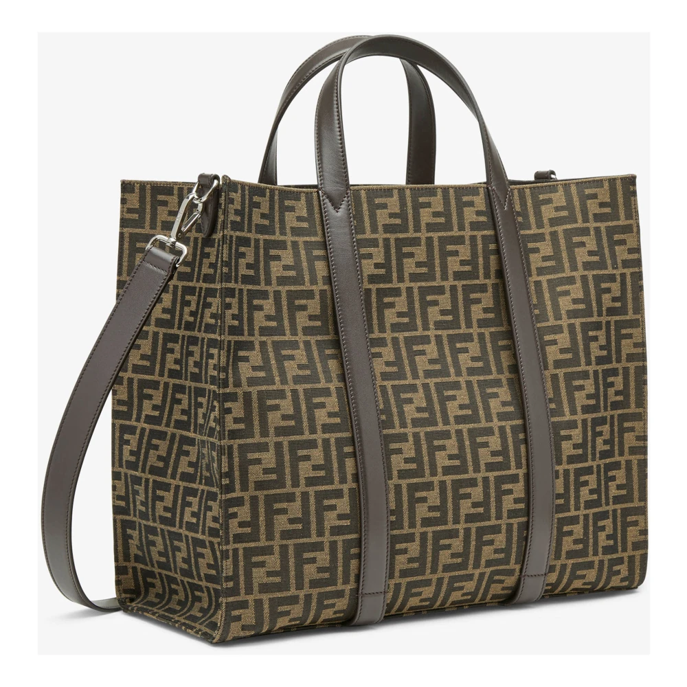 Fendi Bruine FF Motief Leren Tas Brown Heren