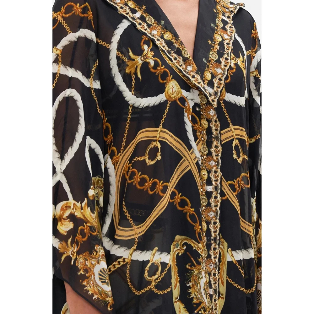 Camilla Maritieme Zijden Kimono met Kristalaccenten Multicolor Dames