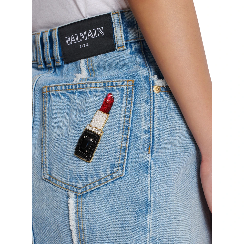 Balmain Asymmetrische denim rok Blue Dames