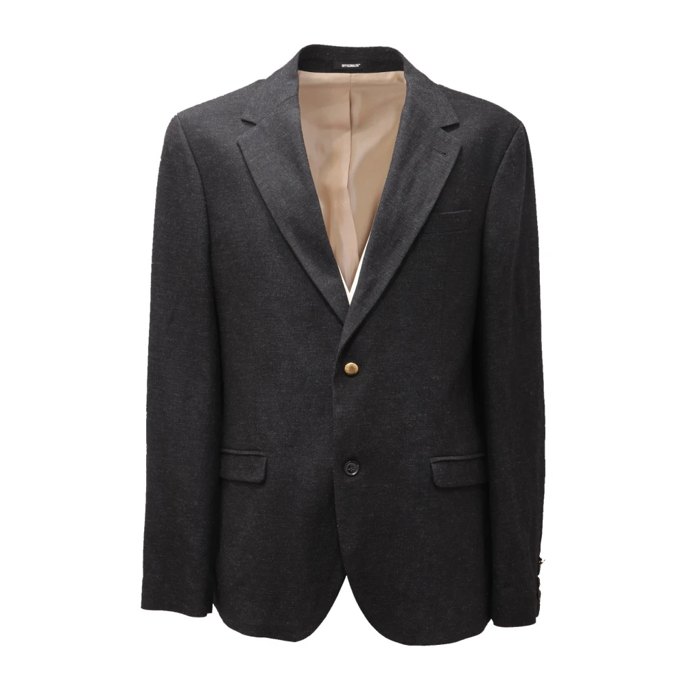 Officina36 Men's Black Sparkling Wool Jacket - Blazers - 2XL - Jackets